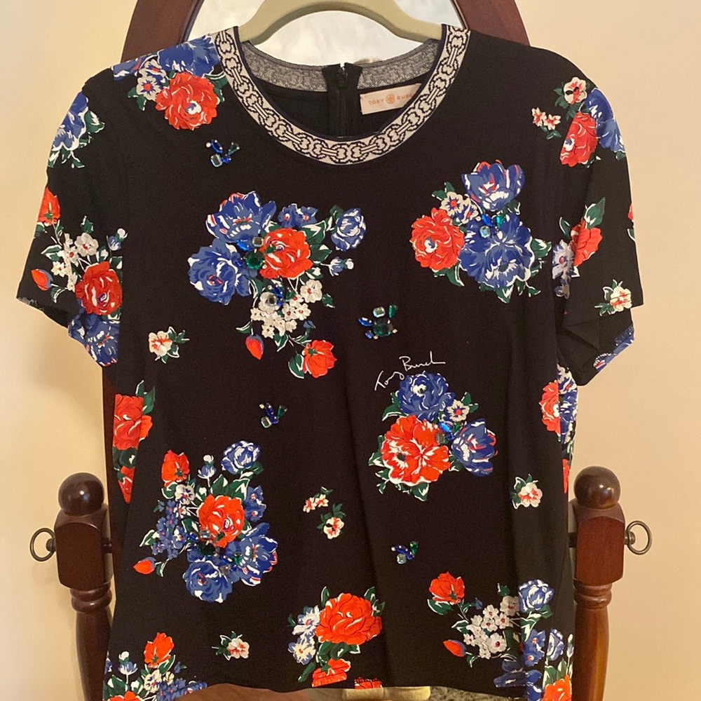 Tory Burch Floral Embellished T-Shirt blouse